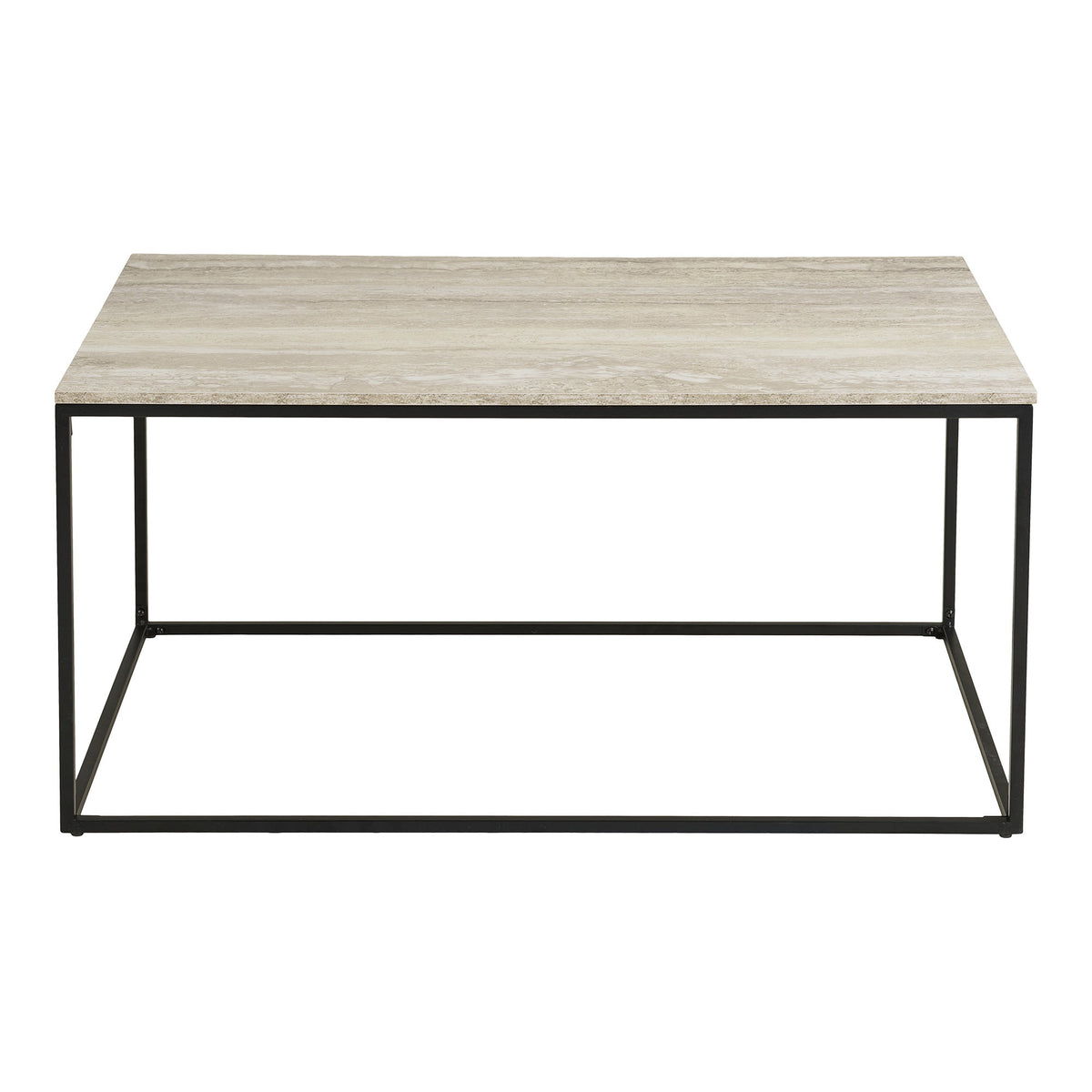 Sami Couchtisch – Travertinoptik Beige, Gestell Schwarz, 90 × 60 × 45 cm – Ansicht 2