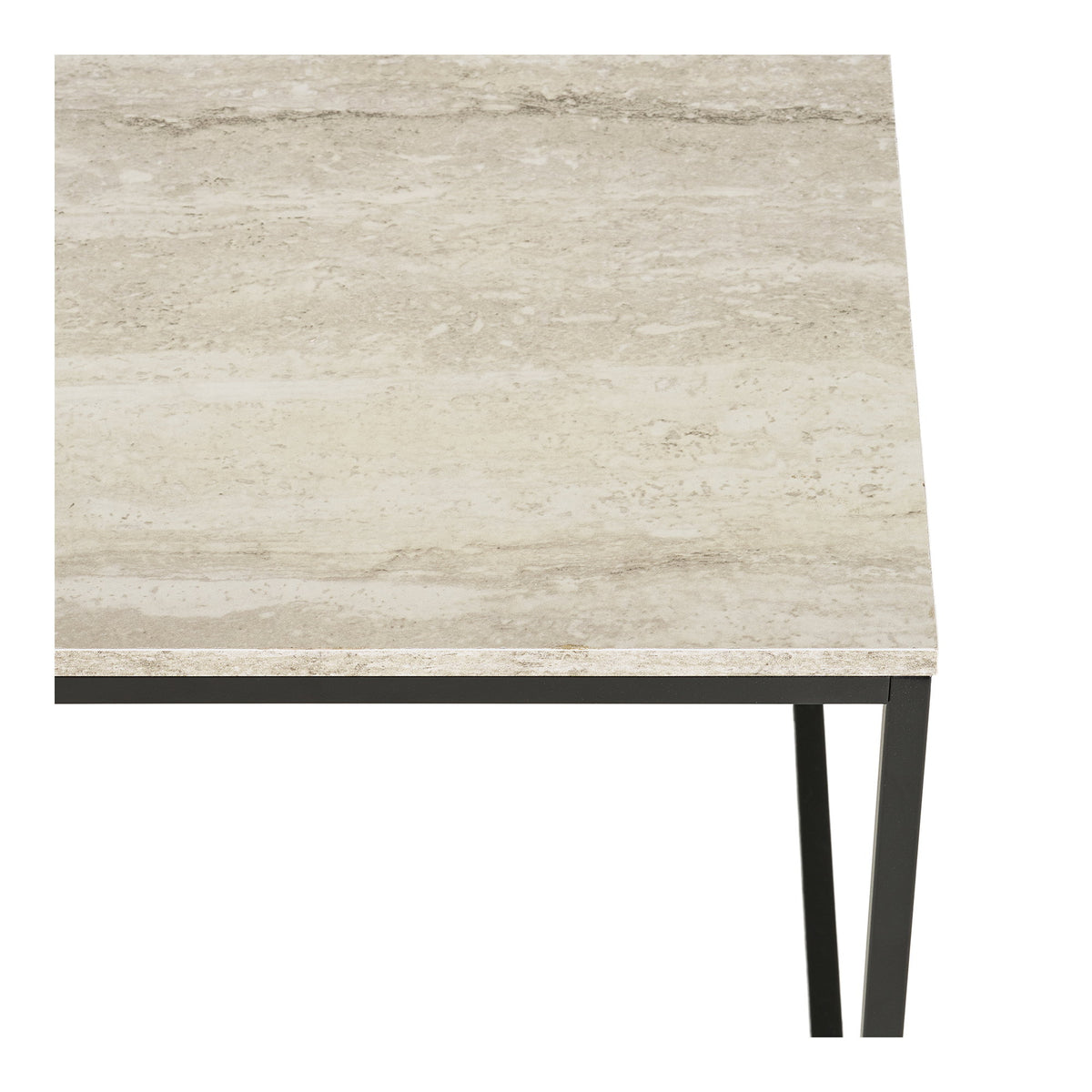 Sami Couchtisch – Travertinoptik Beige, Gestell Schwarz, 90 × 60 × 45 cm – Ansicht 3