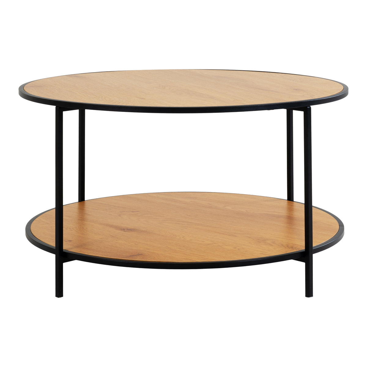 Sami Couchtisch rund – Eichenoptik Natur, Gestell Schwarz, ø 80 × 45 cm – Ansicht 2