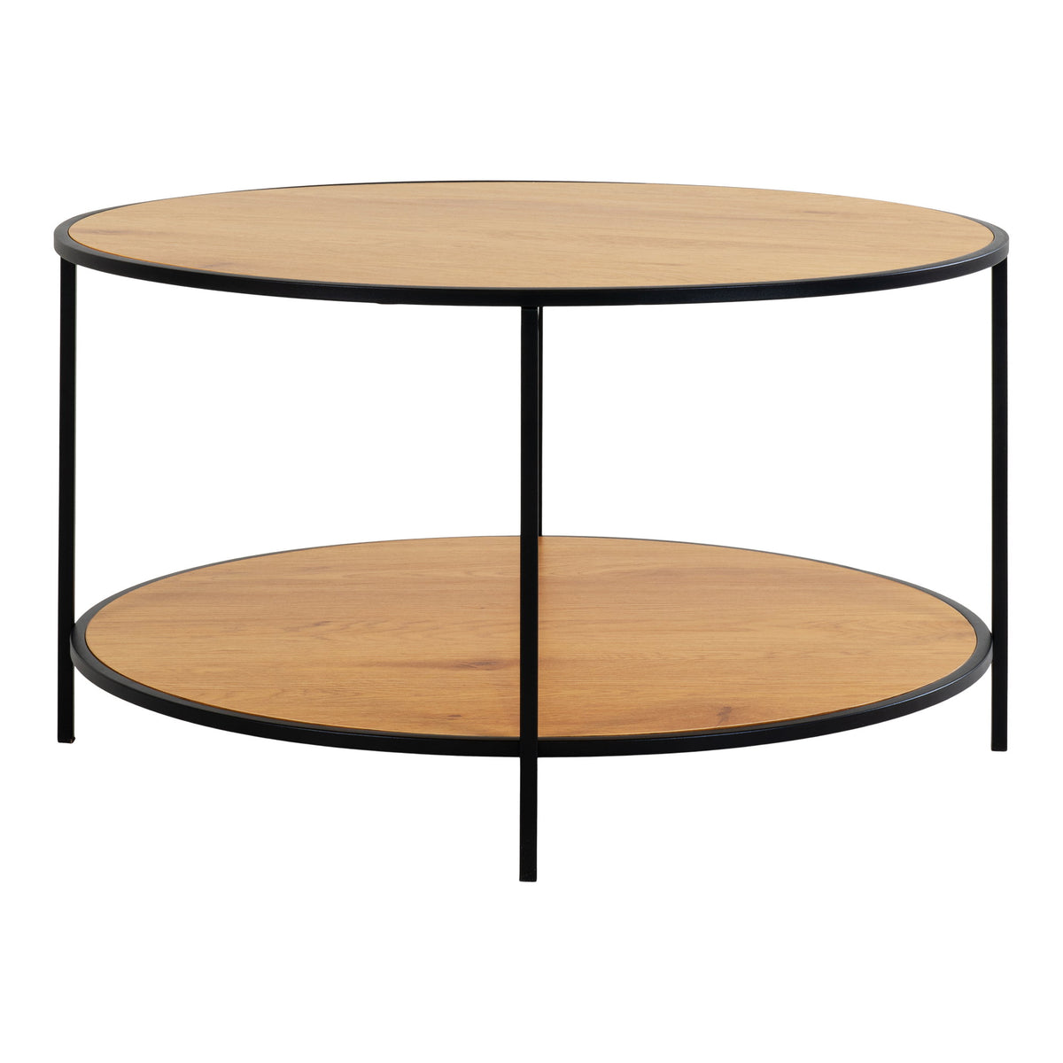 Sami Couchtisch rund – Eichenoptik Natur, Gestell Schwarz, ø 80 × 45 cm – Ansicht 3