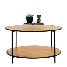 Sami Couchtisch rund – Eichenoptik Natur, Gestell Schwarz, ø 80 × 45 cm von Luiva Living