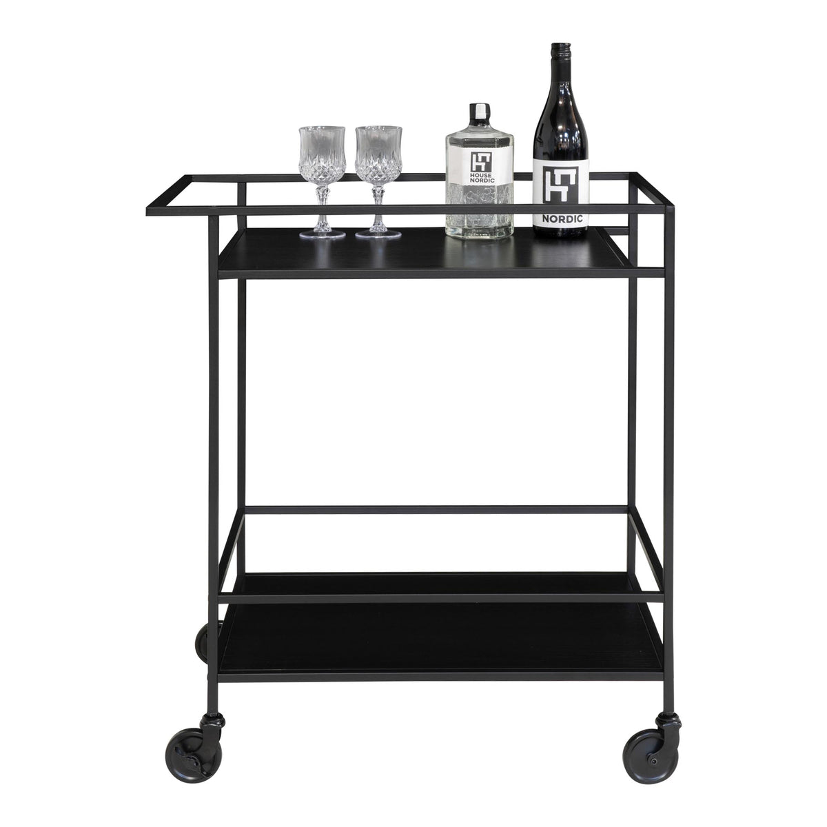 Sami Barwagen – Schwarz, Gestell Schwarz, 68 × 40 × 79 cm – Ansicht 3