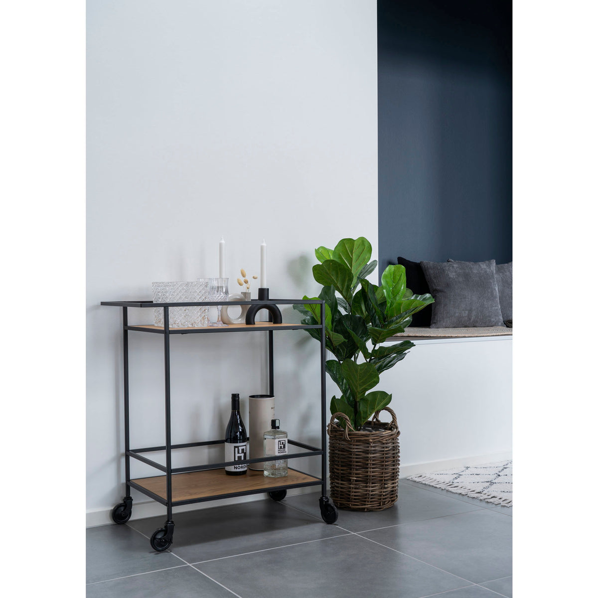 Sami Barwagen – Eichenoptik Natur, Gestell Schwarz, 68 × 40 × 79 cm – Ansicht 6
