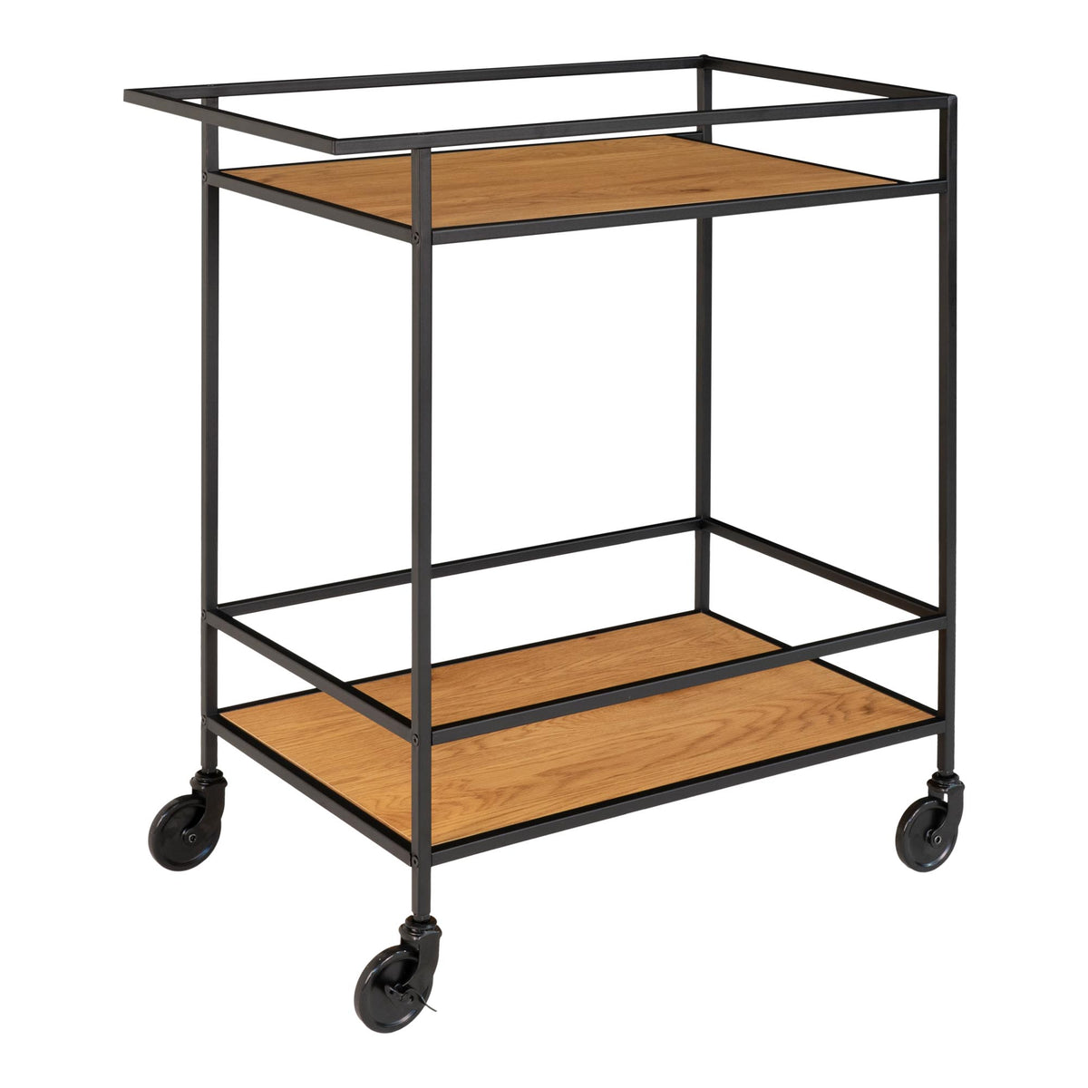 Sami Barwagen – Eichenoptik Natur, Gestell Schwarz, 68 × 40 × 79 cm – Ansicht 2