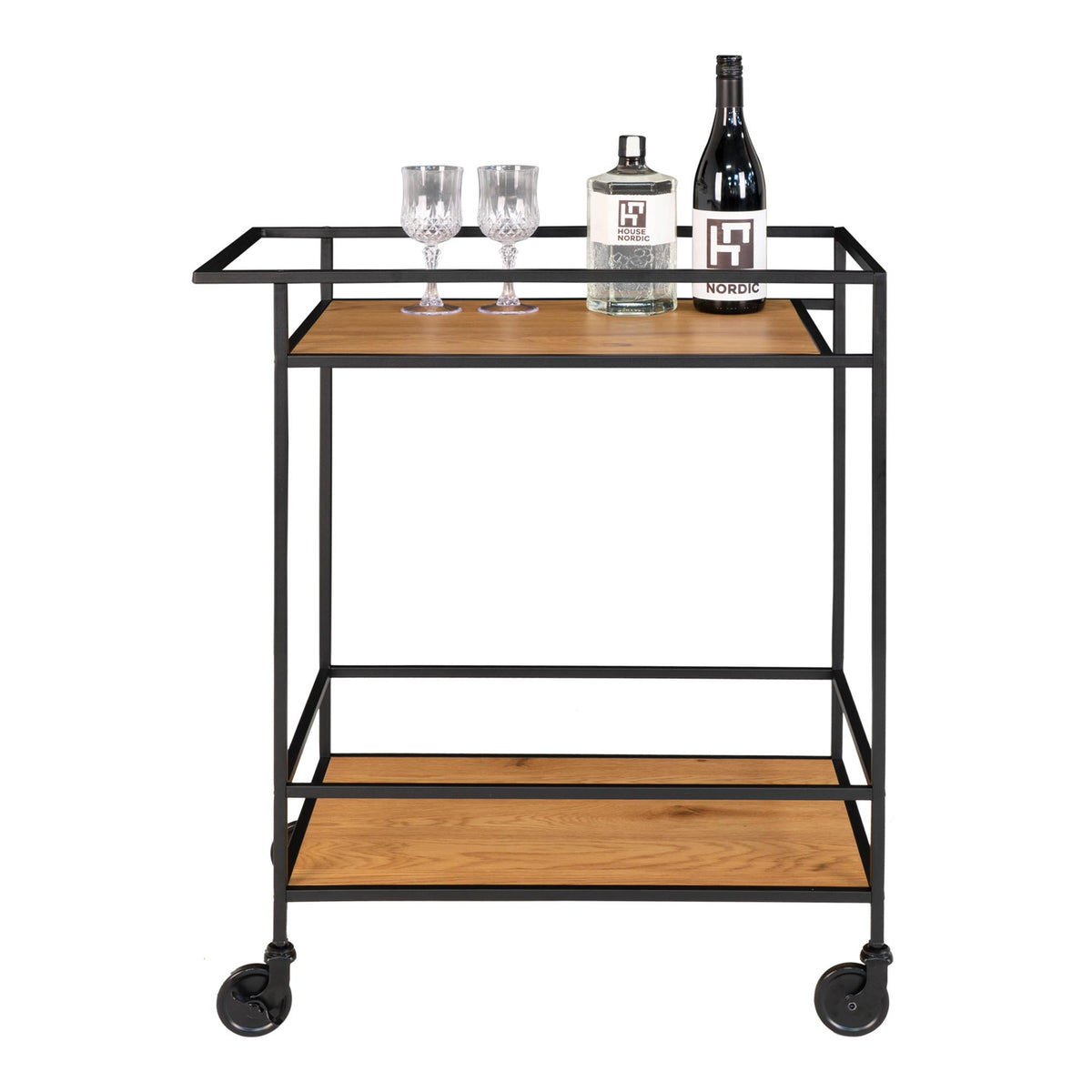 Sami Barwagen – Eichenoptik Natur, Gestell Schwarz, 68 × 40 × 79 cm – Ansicht 3