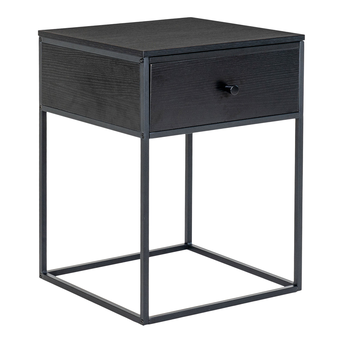 Sami Beistelltisch mit Schublade – Schwarz, Gestell Schwarz, 40 × 40 × 55 cm – Ansicht 2