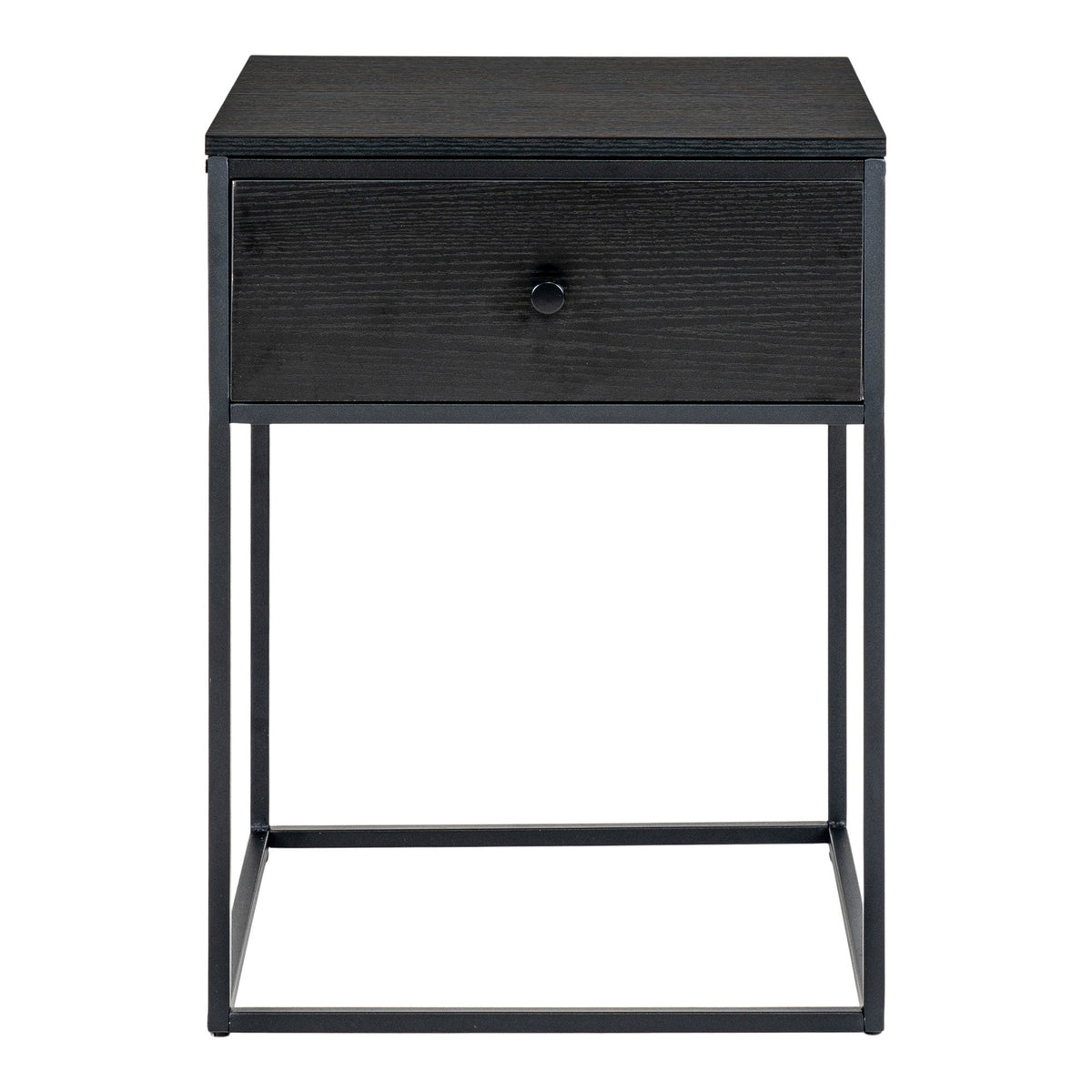 Sami Beistelltisch mit Schublade – Schwarz, Gestell Schwarz, 40 × 40 × 55 cm von Luiva Living