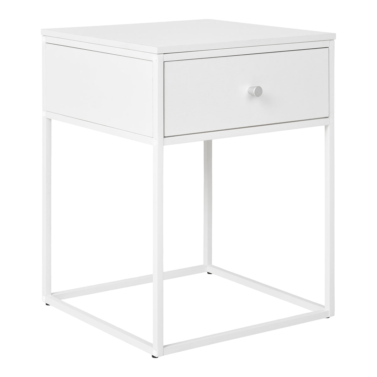 Sami Beistelltisch mit Schublade – Weiß, Gestell Weiß, 40 × 40 × 55 cm – Ansicht 2