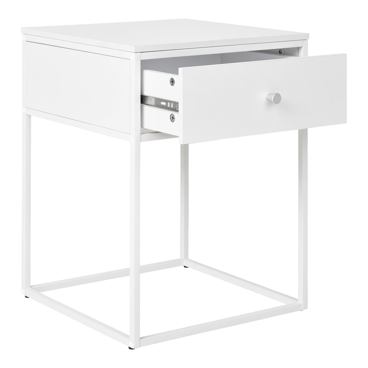 Sami Beistelltisch mit Schublade – Weiß, Gestell Weiß, 40 × 40 × 55 cm – Ansicht 3