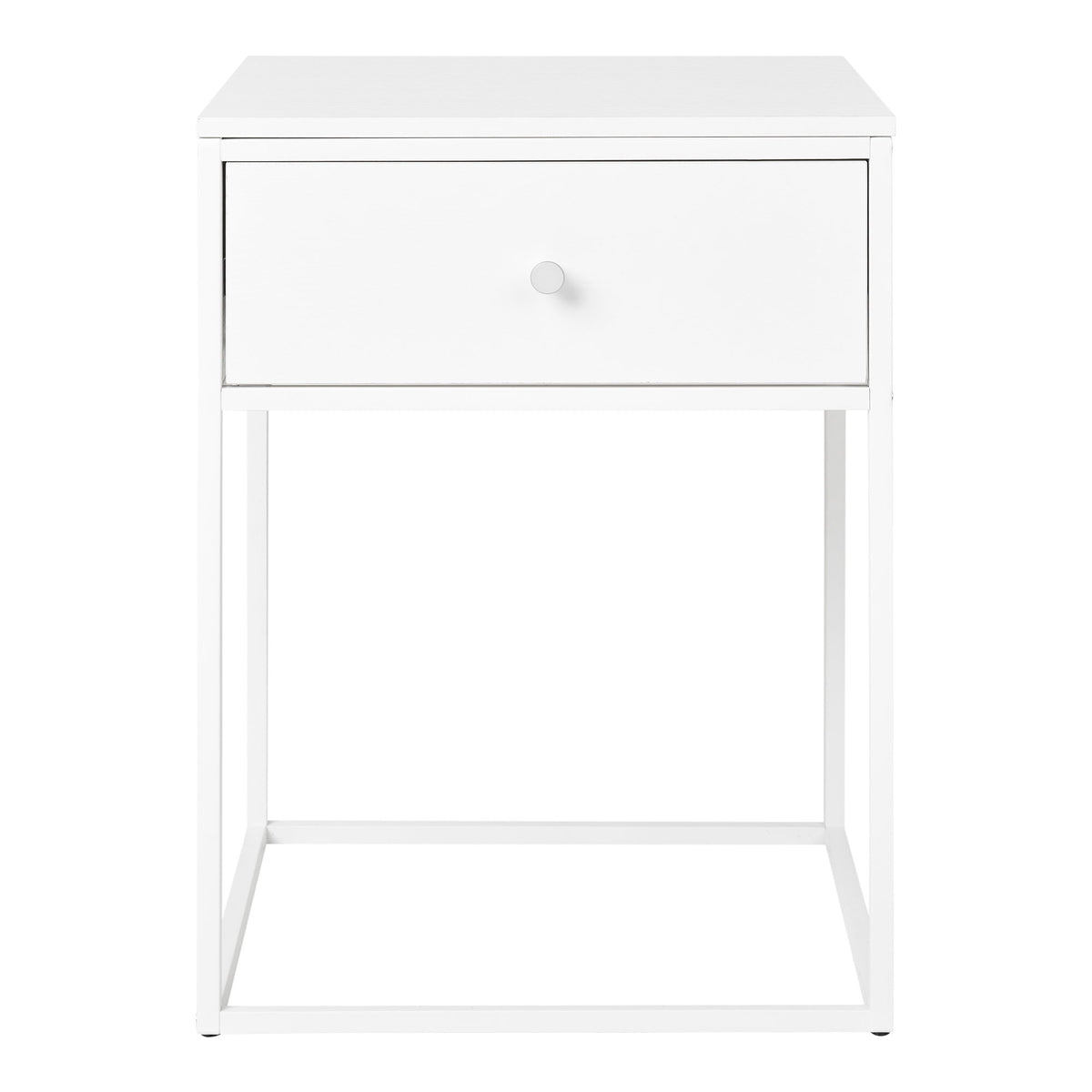 Sami Beistelltisch mit Schublade – Weiß, Gestell Weiß, 40 × 40 × 55 cm von Luiva Living