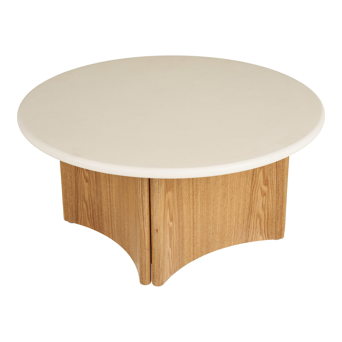 Fia Couchtisch rund – Zement/Eschenfurnier Weiß/Natur, ø 80 × 37 cm – Ansicht 2