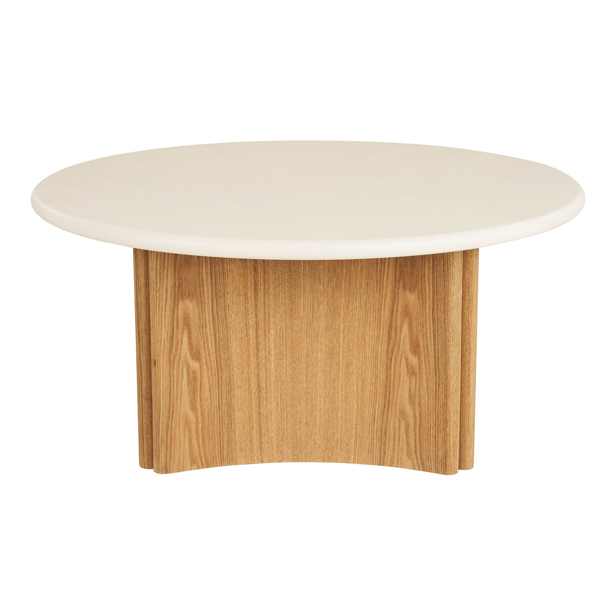 Fia Couchtisch rund – Zement/Eschenfurnier Weiß/Natur, ø 80 × 37 cm – Ansicht 3