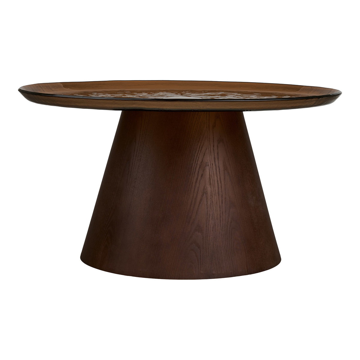 Jesper Couchtisch rund – Eschenfurnier/Glas Braun, ø 80 × 42 cm – Ansicht 2