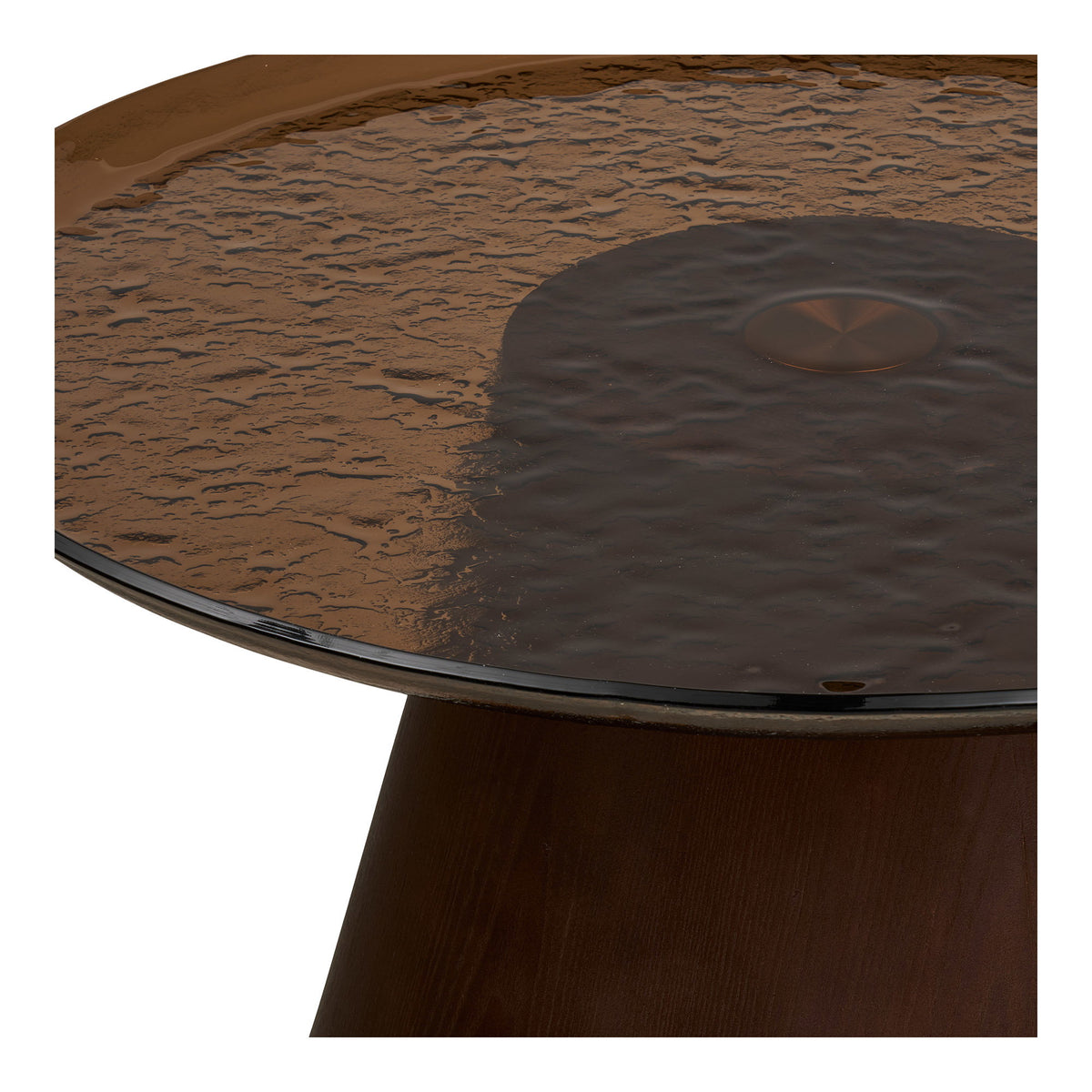 Jesper Couchtisch rund – Eschenfurnier/Glas Braun, ø 80 × 42 cm – Ansicht 3