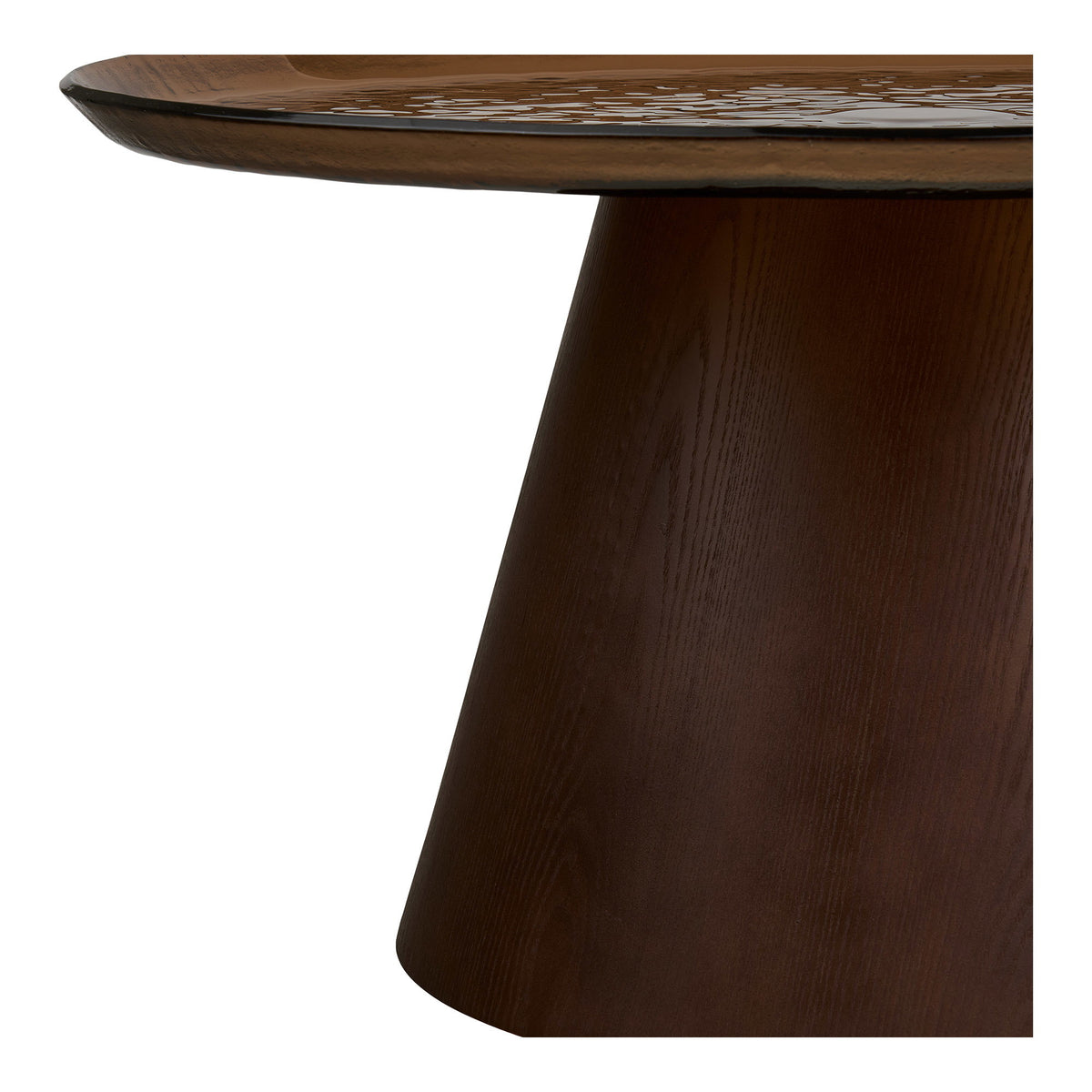 Jesper Couchtisch rund – Eschenfurnier/Glas Braun, ø 80 × 42 cm – Ansicht 4