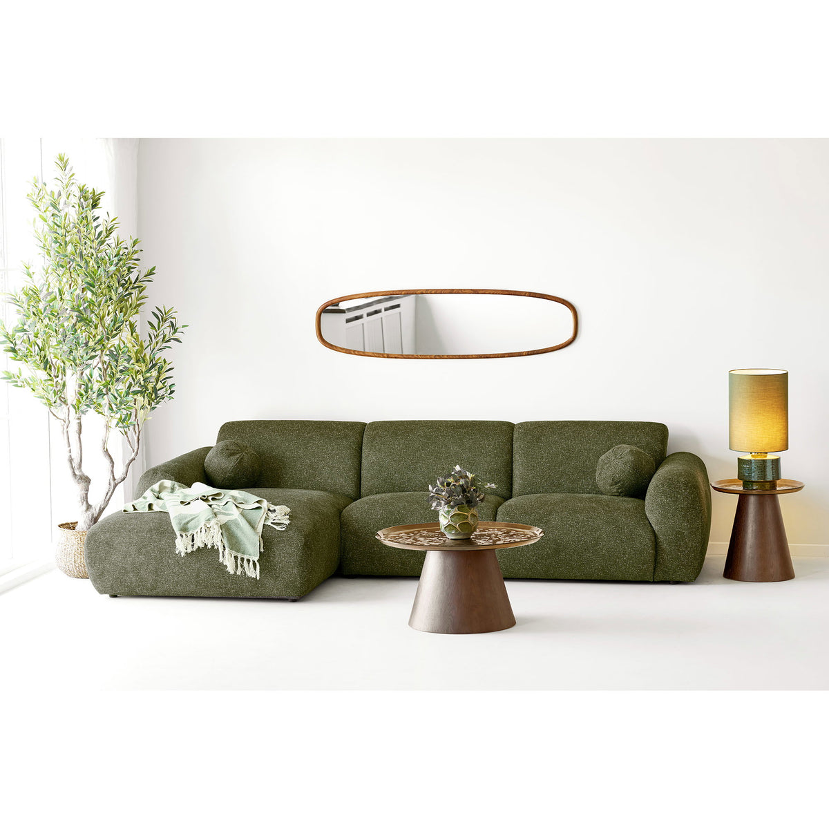 Jesper Couchtisch rund 2er-Set – Eschenfurnier/Glas Braun, ø 80 × 42 cm & ø 50 × 48 cm – Ansicht 2