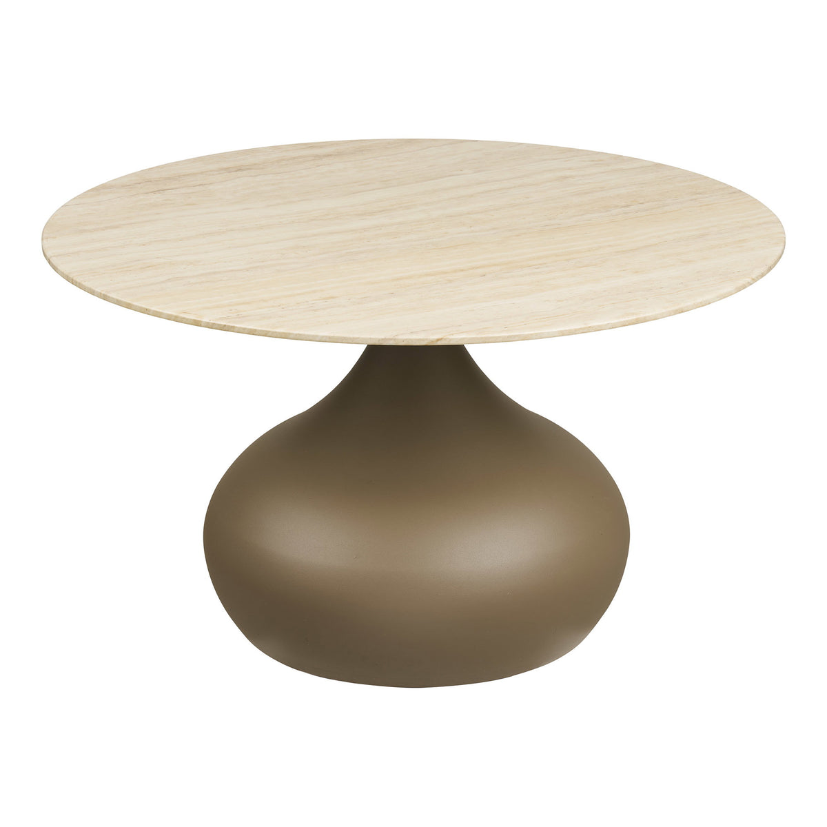 Alice Couchtisch rund – Metall/Sicherheitsglas Khaki, ø 70 × 42 cm von Luiva Living