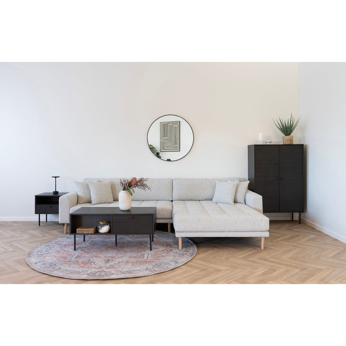 Gunnar Couchtisch mit 2 Schubladen – Furnier Eiche geräuchert, Beine Schwarz, 50 × 100 × 45 cm – Ansicht 8