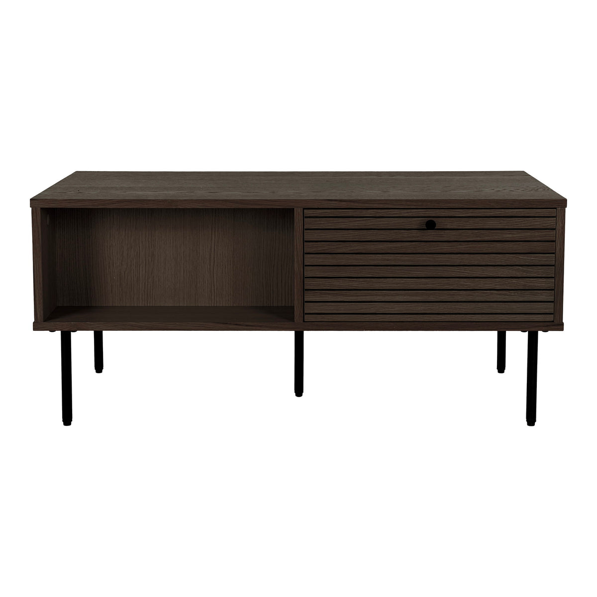 Gunnar Couchtisch mit 2 Schubladen – Furnier Eiche geräuchert, Beine Schwarz, 50 × 100 × 45 cm – Ansicht 3