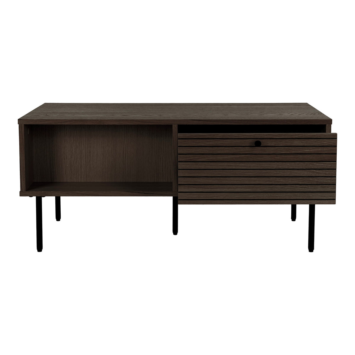 Gunnar Couchtisch mit 2 Schubladen – Furnier Eiche geräuchert, Beine Schwarz, 50 × 100 × 45 cm – Ansicht 4
