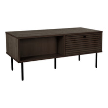 Gunnar Couchtisch mit 2 Schubladen – Furnier Eiche geräuchert, Beine Schwarz, 50 × 100 × 45 cm von Luiva Living