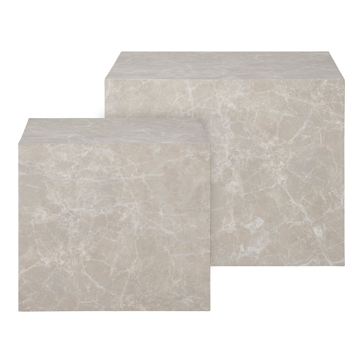 Alea Couchtisch 2er-Set – Marmoroptik Beige – Ansicht 2