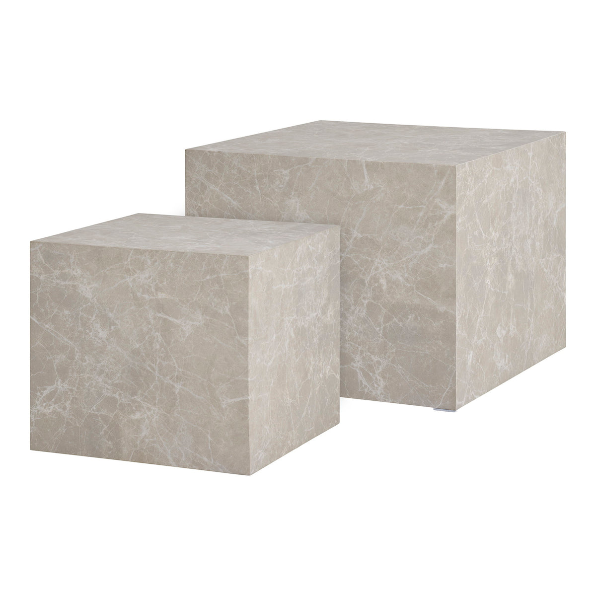 Alea Couchtisch 2er-Set – Marmoroptik Beige – Ansicht 3
