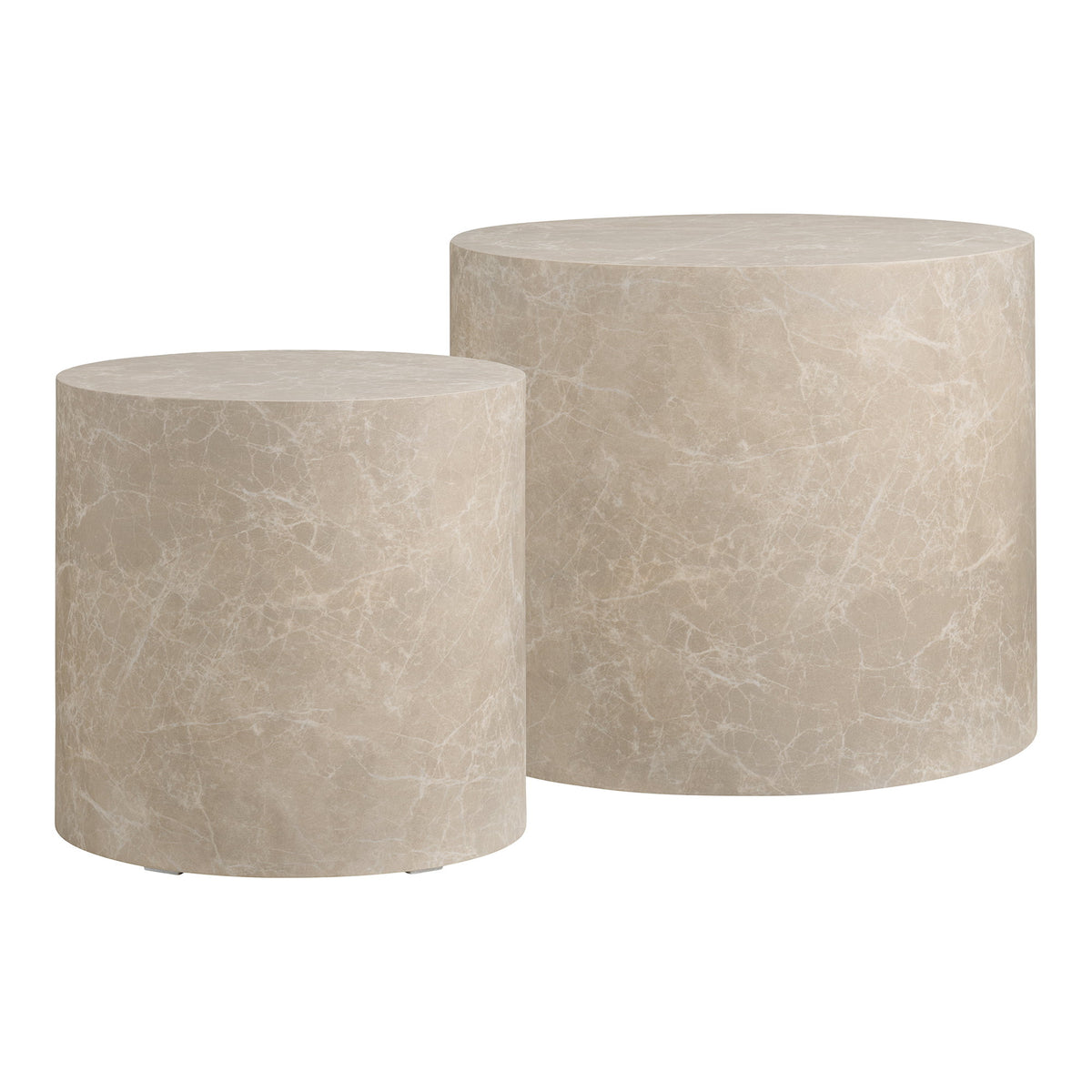 Alea Couchtisch rund 2er-Set – Marmoroptik Beige – Ansicht 2