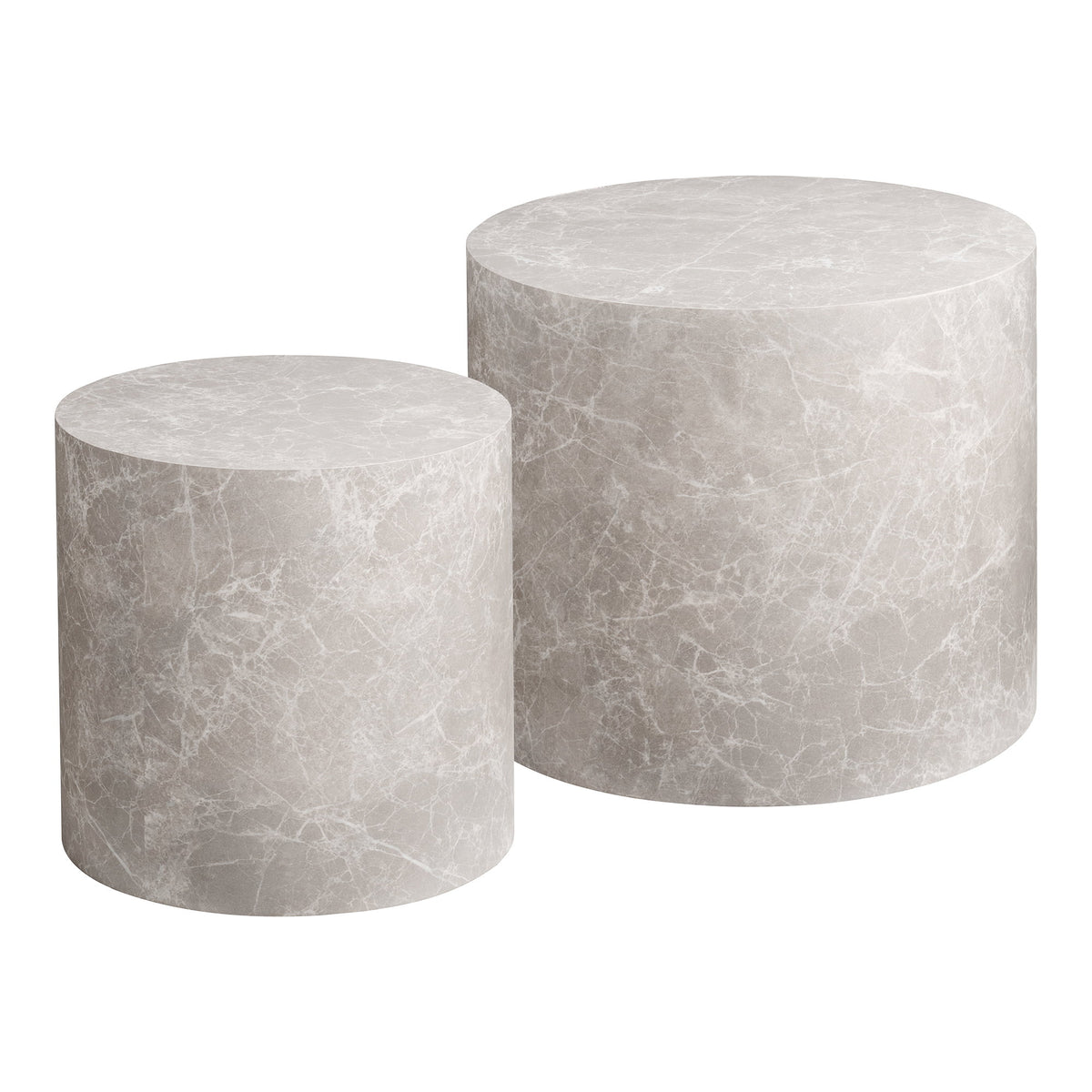 Alea Couchtisch rund 2er-Set – Marmoroptik Beige von Luiva Living