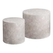 Alea Couchtisch rund 2er-Set – Marmoroptik Beige von Luiva Living