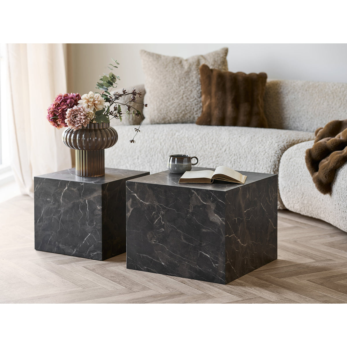 Alea Couchtisch 2er-Set – Marmoroptik Braun – Ansicht 5