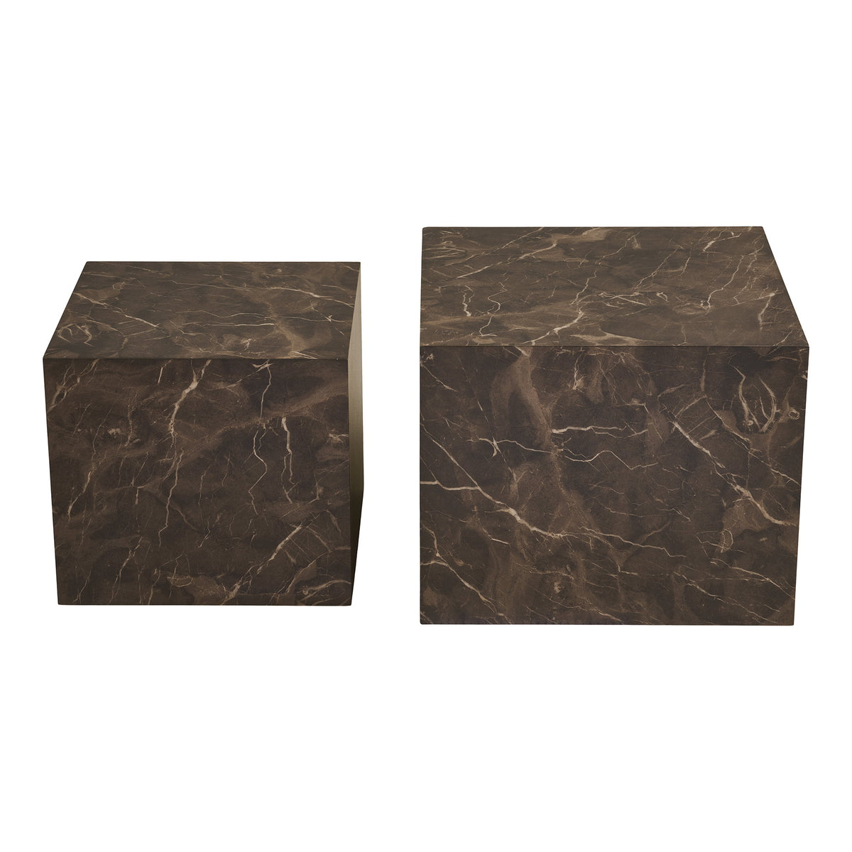 Alea Couchtisch 2er-Set – Marmoroptik Braun – Ansicht 2