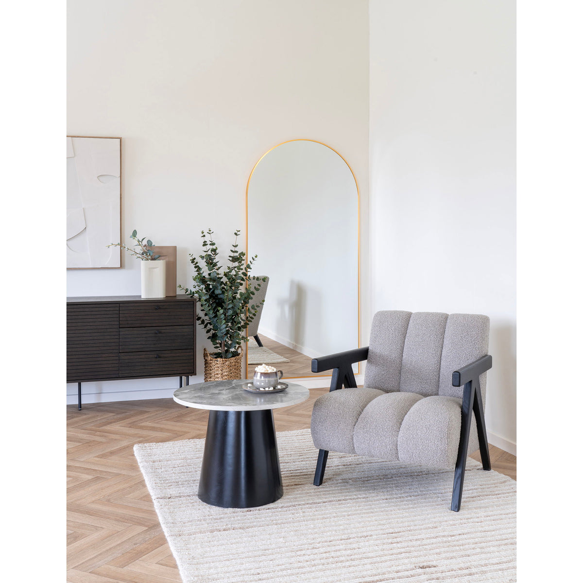 Algot Couchtisch rund – Marmoroptik Grau/Schwarz, ø 60 × 45 cm – Ansicht 5