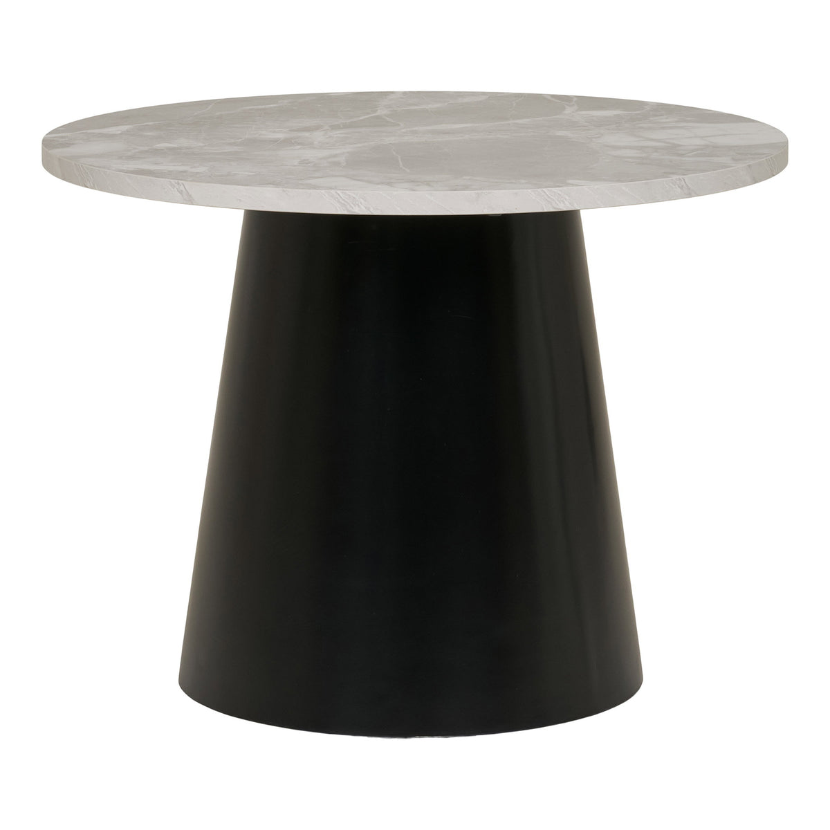 Algot Couchtisch rund – Marmoroptik Grau/Schwarz, ø 60 × 45 cm von Luiva Living