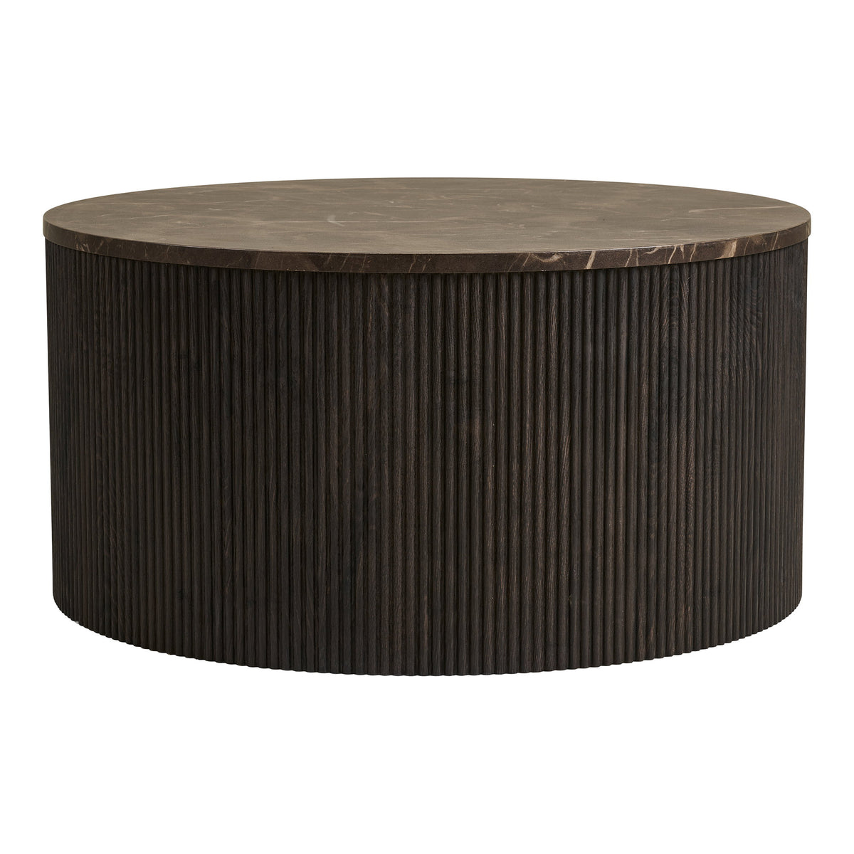 Livia Couchtisch rund – Marmoroptik Dunkelbraun, ø 80 × 40 cm – Ansicht 2