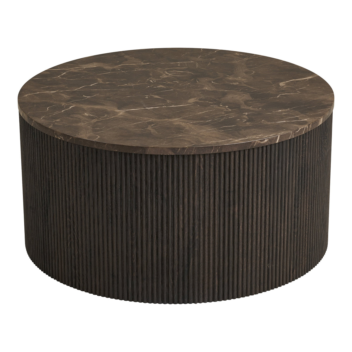 Livia Couchtisch rund – Marmoroptik Dunkelbraun, ø 80 × 40 cm von Luiva Living