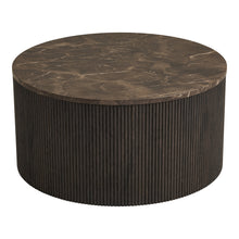 Livia Couchtisch rund – Marmoroptik Dunkelbraun, ø 80 × 40 cm von Luiva Living