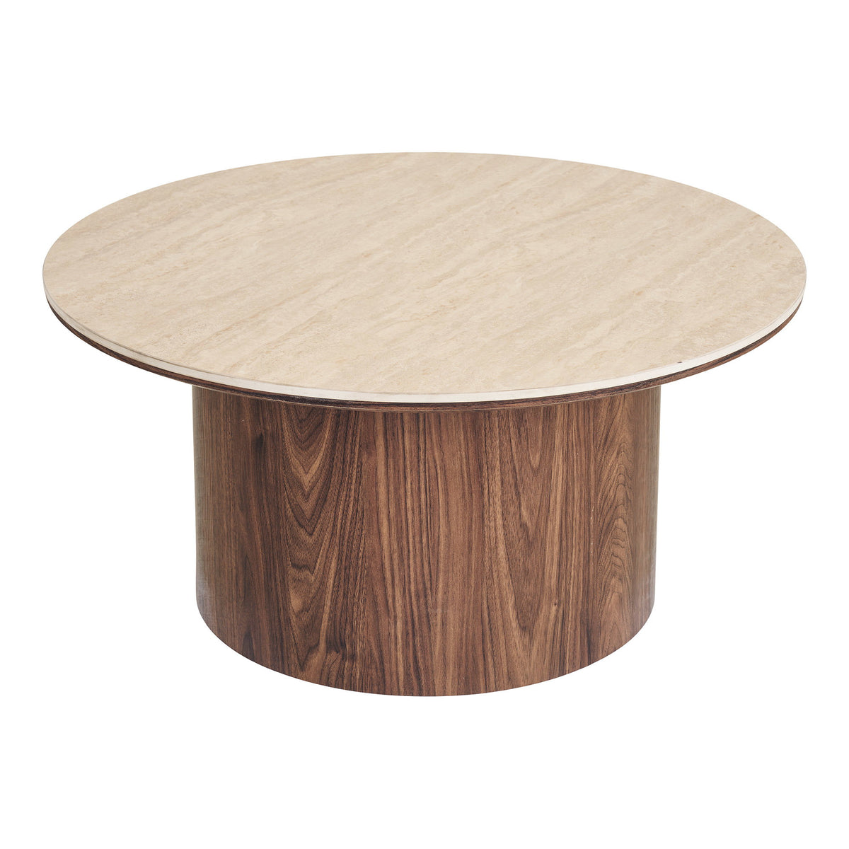 Bianca Couchtisch rund – Keramik Travertin/Dunkelbraun, ø 80 × 40 cm – Ansicht 2