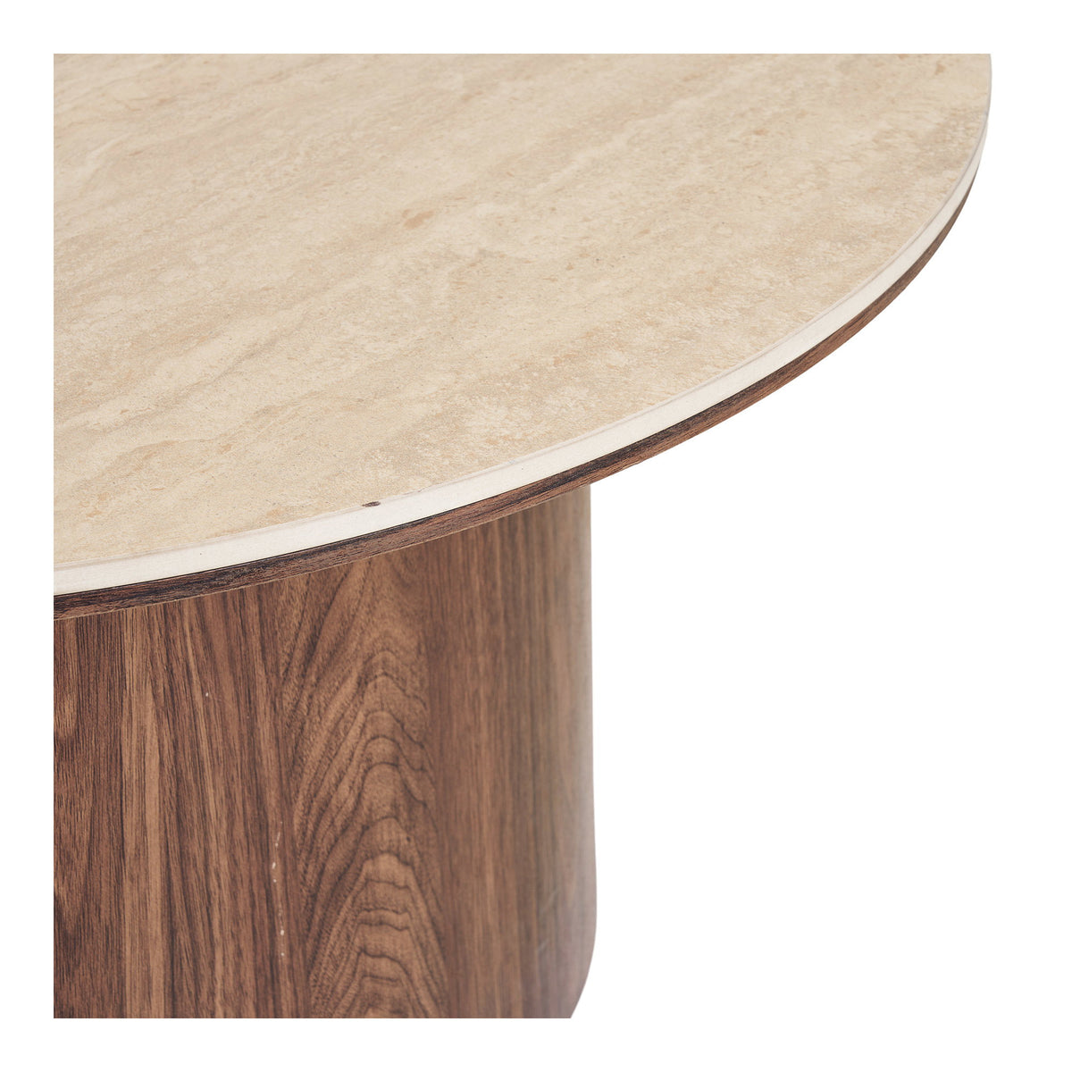 Bianca Couchtisch rund – Keramik Travertin/Dunkelbraun, ø 80 × 40 cm – Ansicht 3