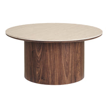 Bianca Couchtisch rund – Keramik Travertin/Dunkelbraun, ø 80 × 40 cm von Luiva Living