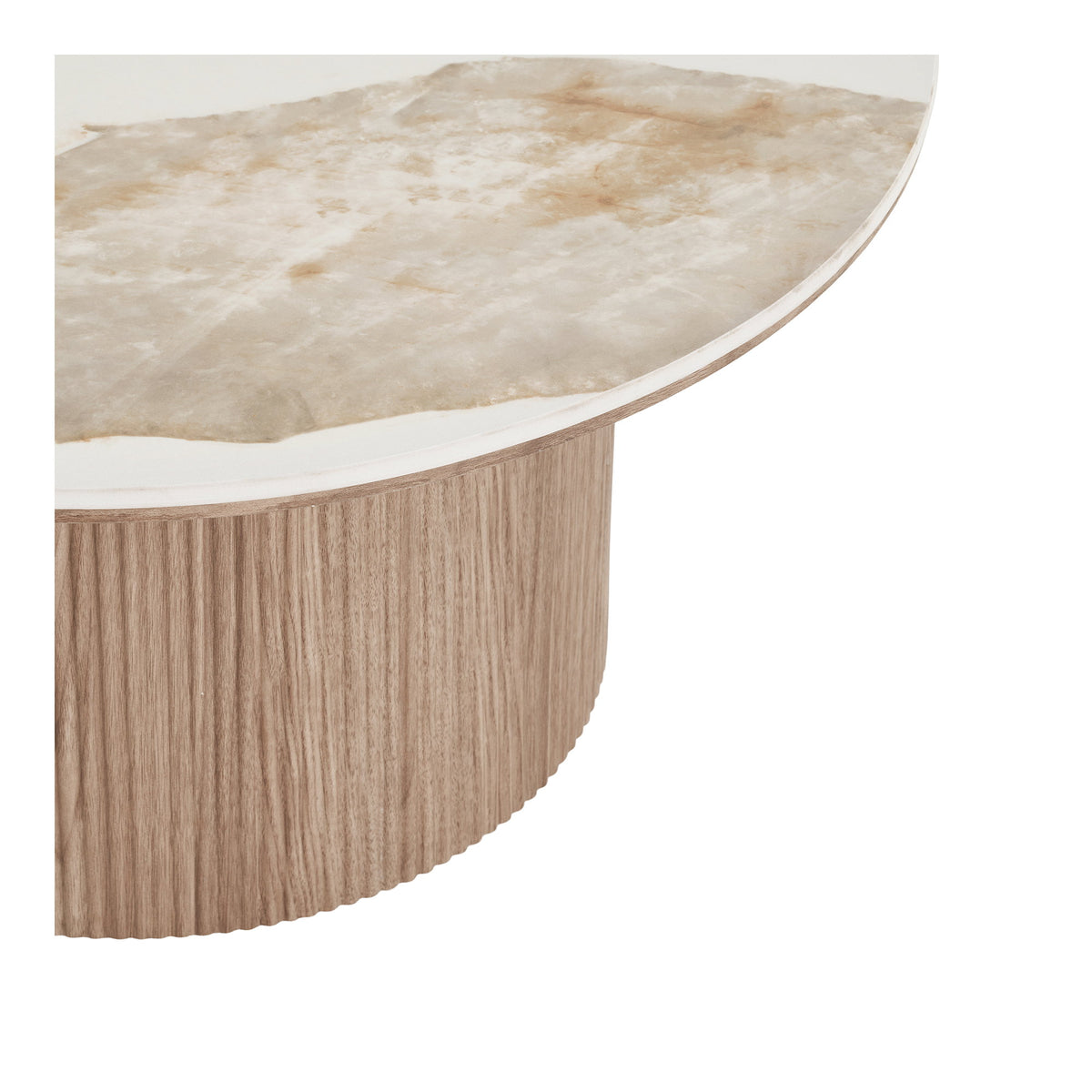Eila Couchtisch rund – Keramik Weiß/Braun, ø 80 × 40 cm – Ansicht 3