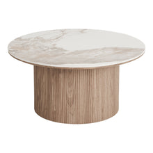 Eila Couchtisch rund – Keramik Weiß/Braun, ø 80 × 40 cm von Luiva Living