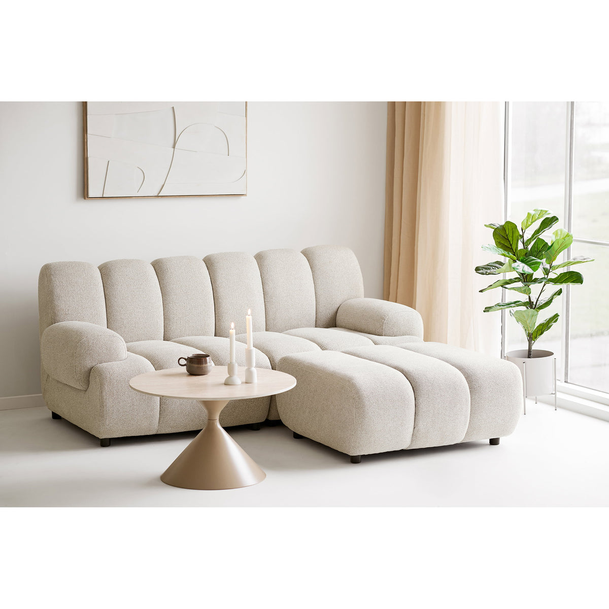 Vanja Couchtisch rund – Keramik/Stahl Travertin/Sand, ø 70 × 41 cm – Ansicht 9