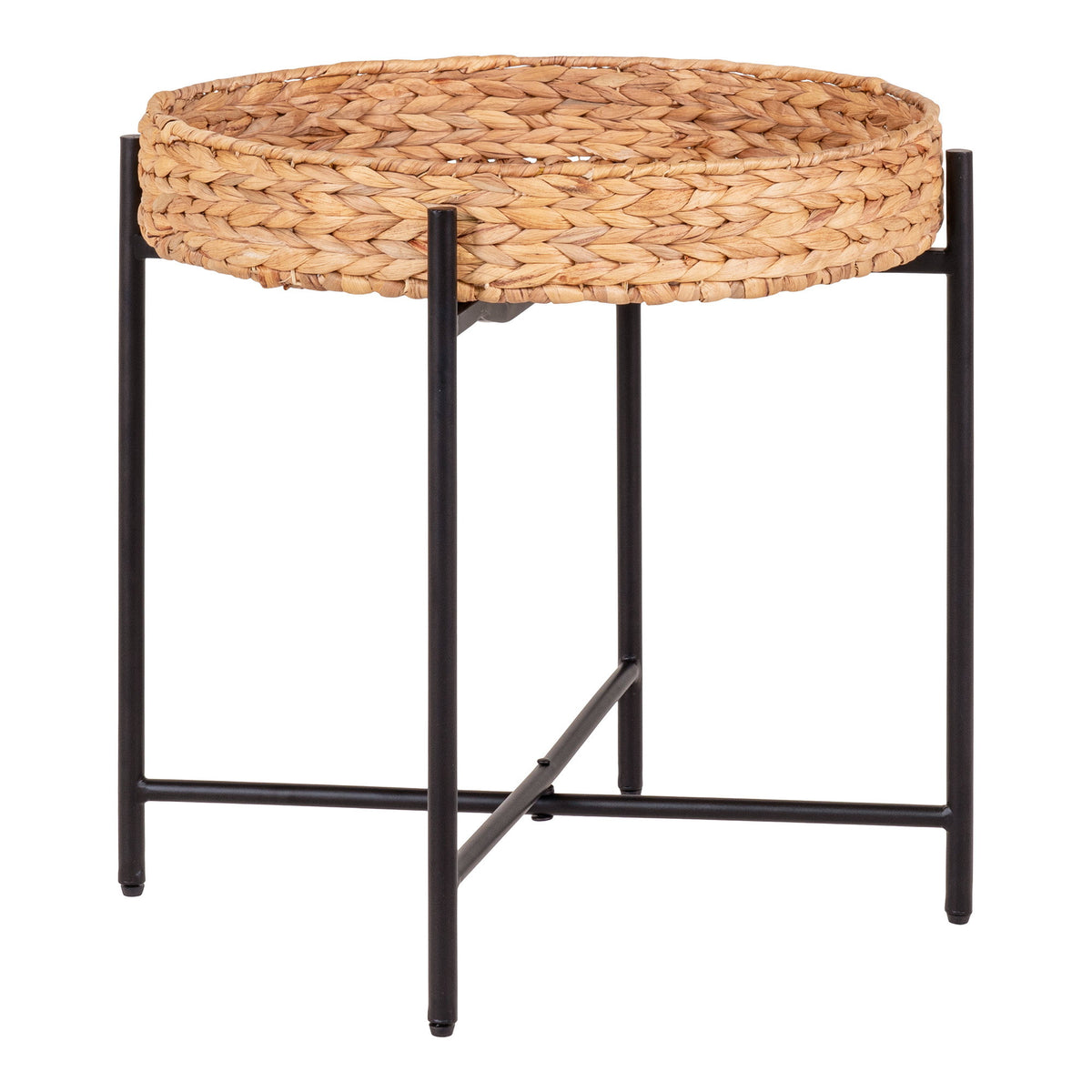Enno Beistelltisch rund – Metall/Wasserhyazinthe Schwarz/Natur, ø 50 × 48,5 cm – Ansicht 5
