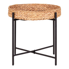 Enno Beistelltisch rund – Metall/Wasserhyazinthe Schwarz/Natur, ø 50 × 48,5 cm von Luiva Living