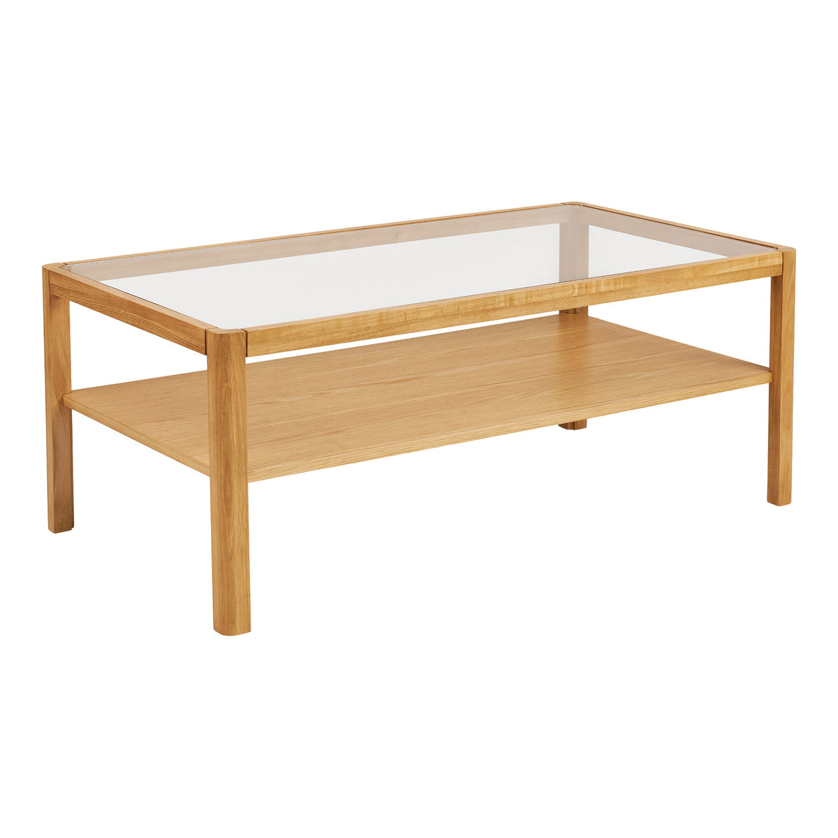 Rocco Couchtisch – Eiche/Sicherheitsglas Natur, 110 × 60 × 45 cm von Luiva Living