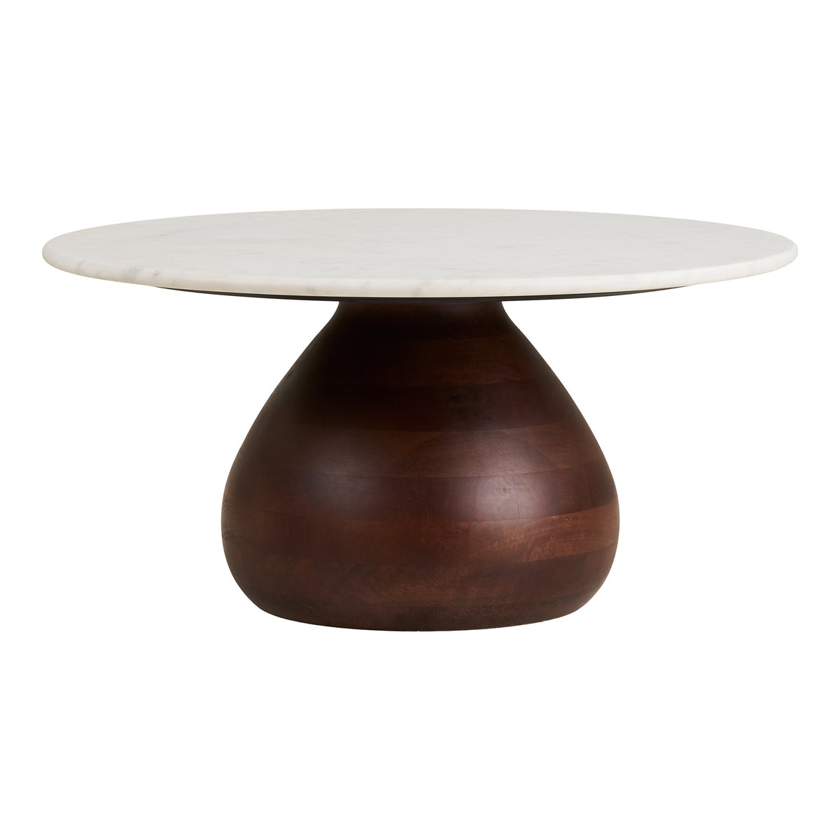 Aina Couchtisch rund – Mangoholz/Marmor Dunkelbraun/Weiß, ø 70 × 35 cm – Ansicht 2