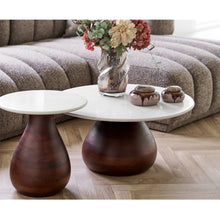 Aina Couchtisch rund – Mangoholz/Marmor Dunkelbraun/Weiß, ø 70 × 35 cm – Ansicht 6