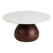 Aina Couchtisch rund – Mangoholz/Marmor Dunkelbraun/Weiß, ø 70 × 35 cm von Luiva Living