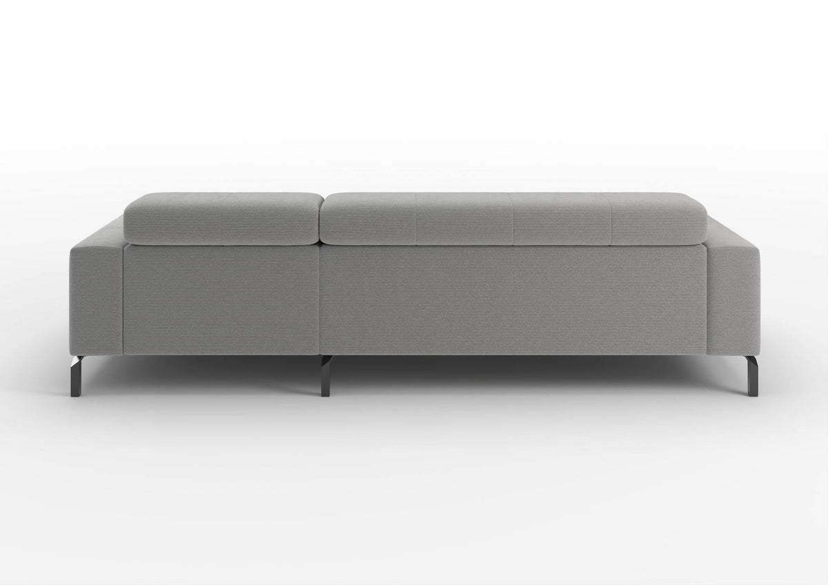 Kalmar Ecksofa mit Longchair in Feincord Grau, Longchair rechts – Rückansicht